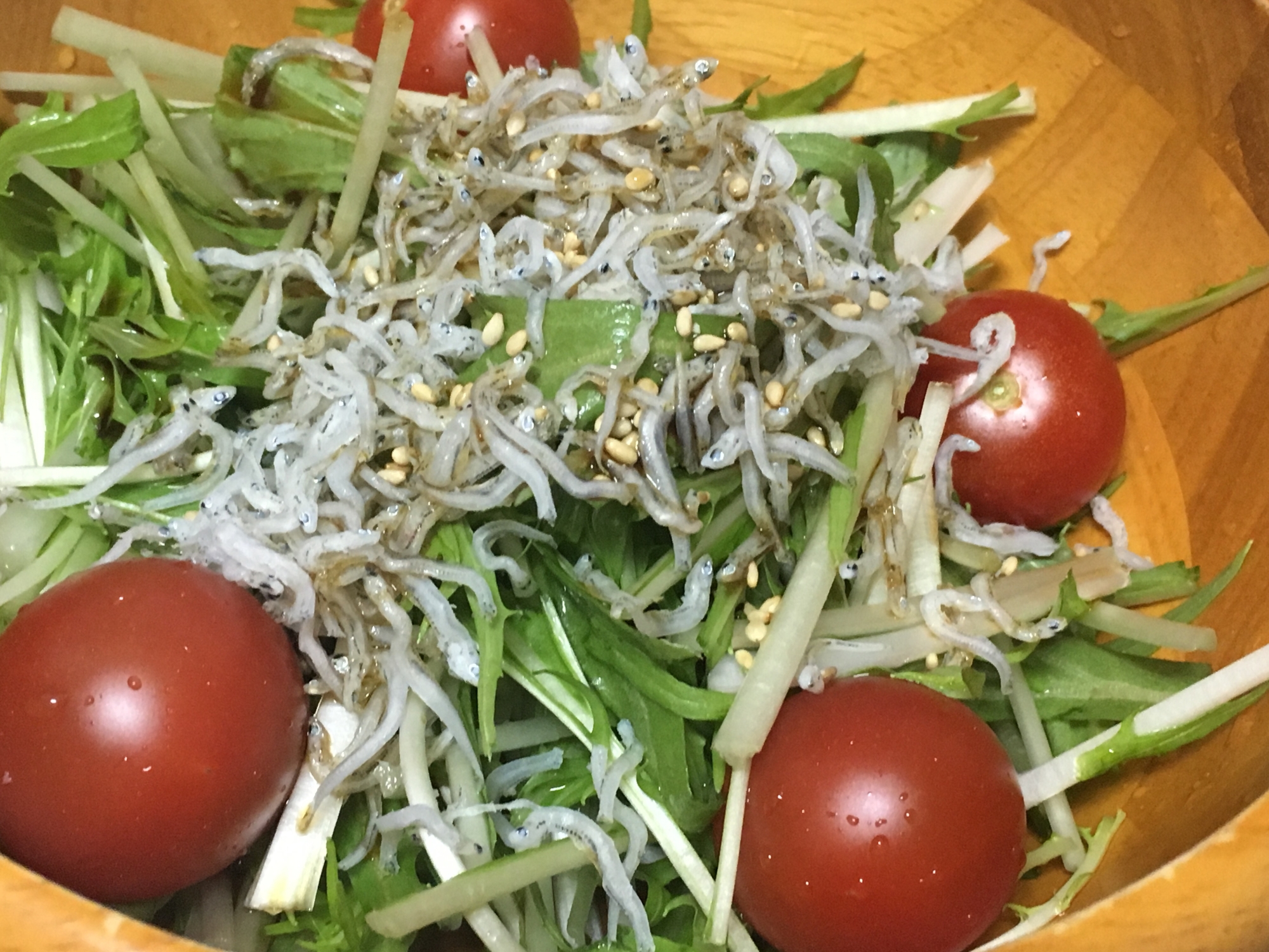 【簡単】水菜のじゃこサラダ