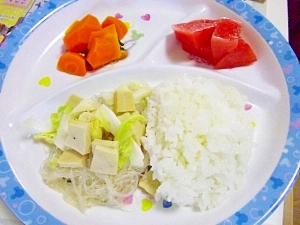 幼児プレート◎高野豆腐と春雨のさっぱり炒め