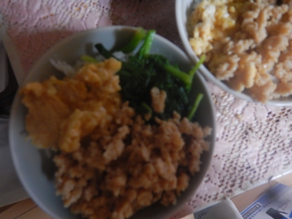 ほうれん草の三色丼