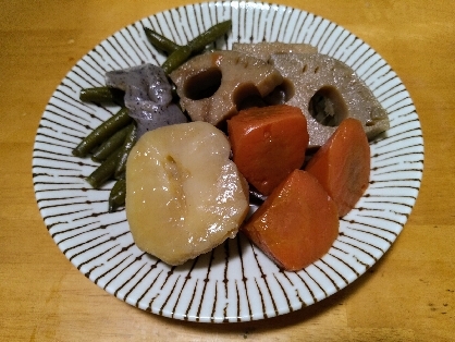 がんも買い忘れ、野菜だけの煮物に。。。味付け美味しかったです♪次回はがんも入りでリベンジします！レシピありがとうございます！