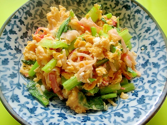 小松菜とカニカマの和風卵炒め レシピ 作り方 By Mint74 楽天レシピ