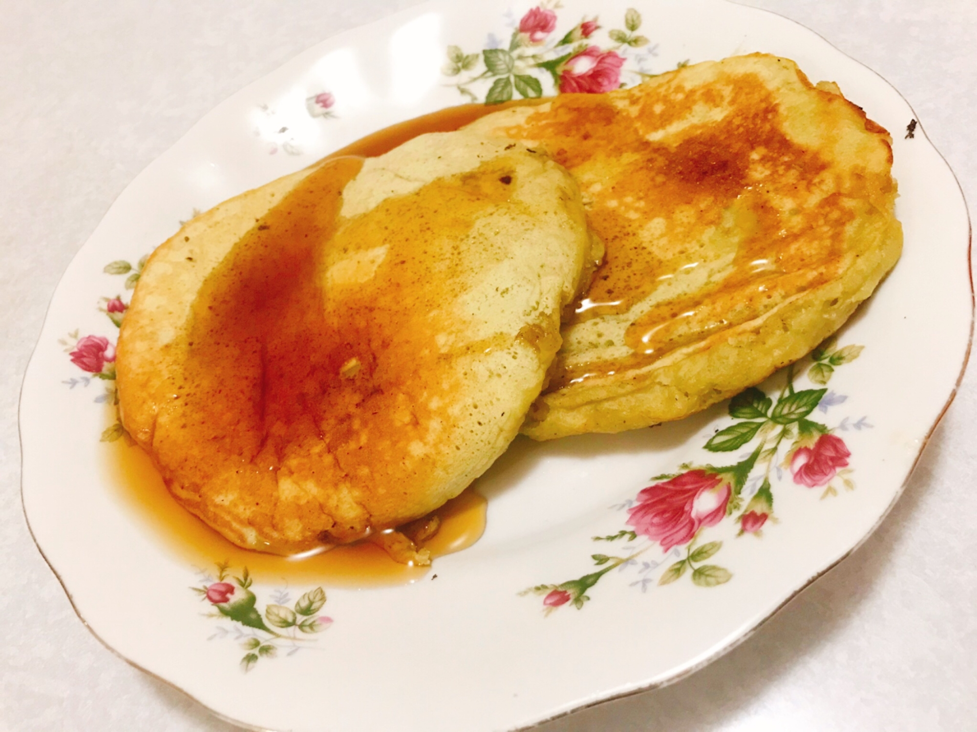 もちもちおやつのバナナ抹茶パンケーキ