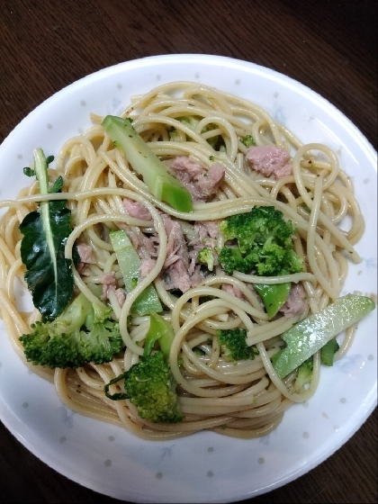 リメイクᕷ*ブロッコリーの葉と茎のツナパスタꕤ୭*
