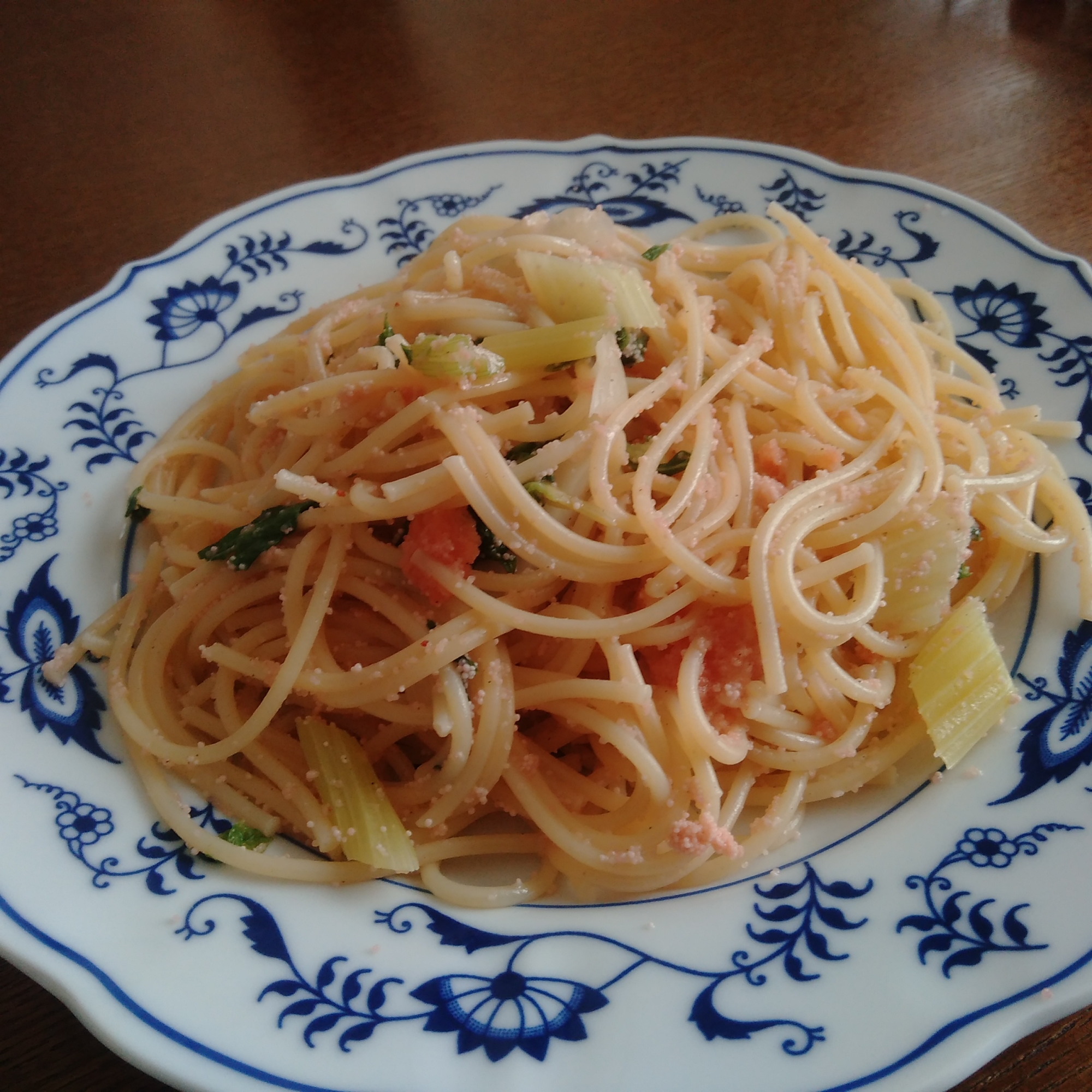 明太子とたっぷりセロリのパスタ