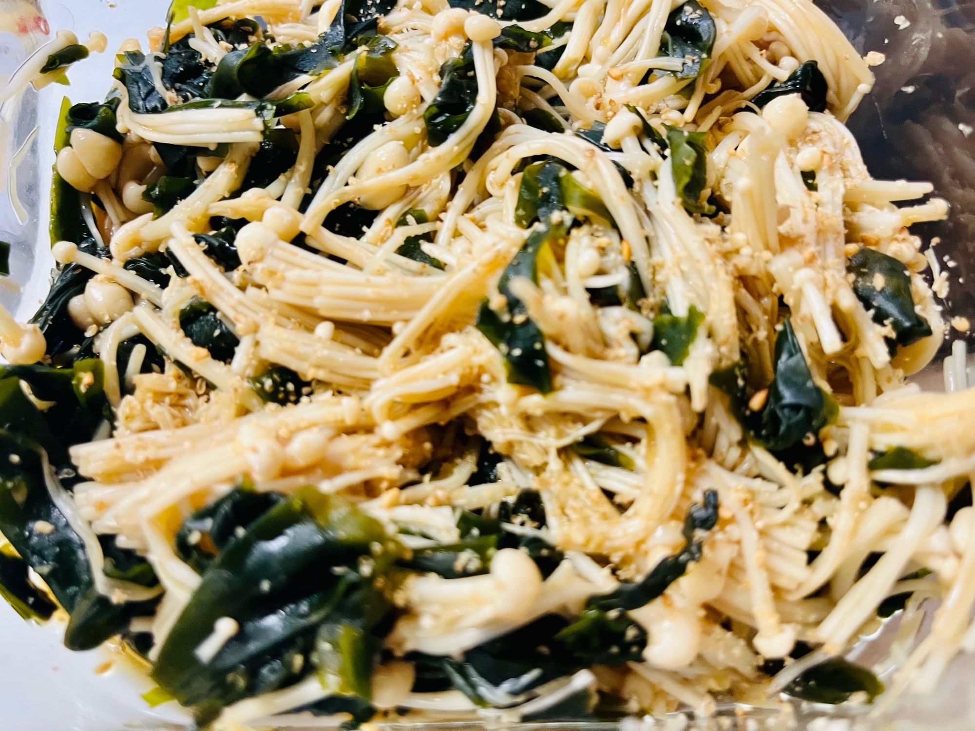 電子レンジで·͜· ᕷさっぱり！えのきワカメ