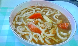 昨日の残りカレーで、カレーうどん♪