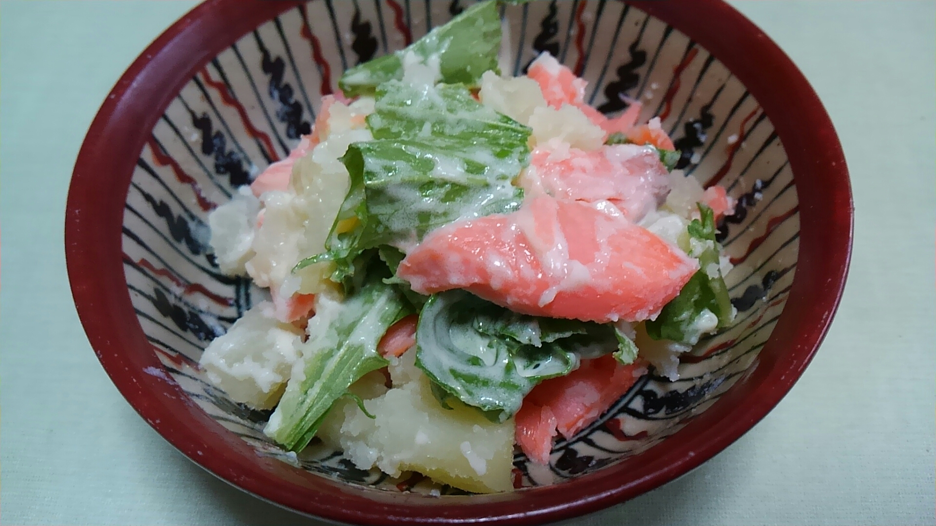 おつまみに♪鮭とじゃがいもと水菜のマヨネーズ和え＊