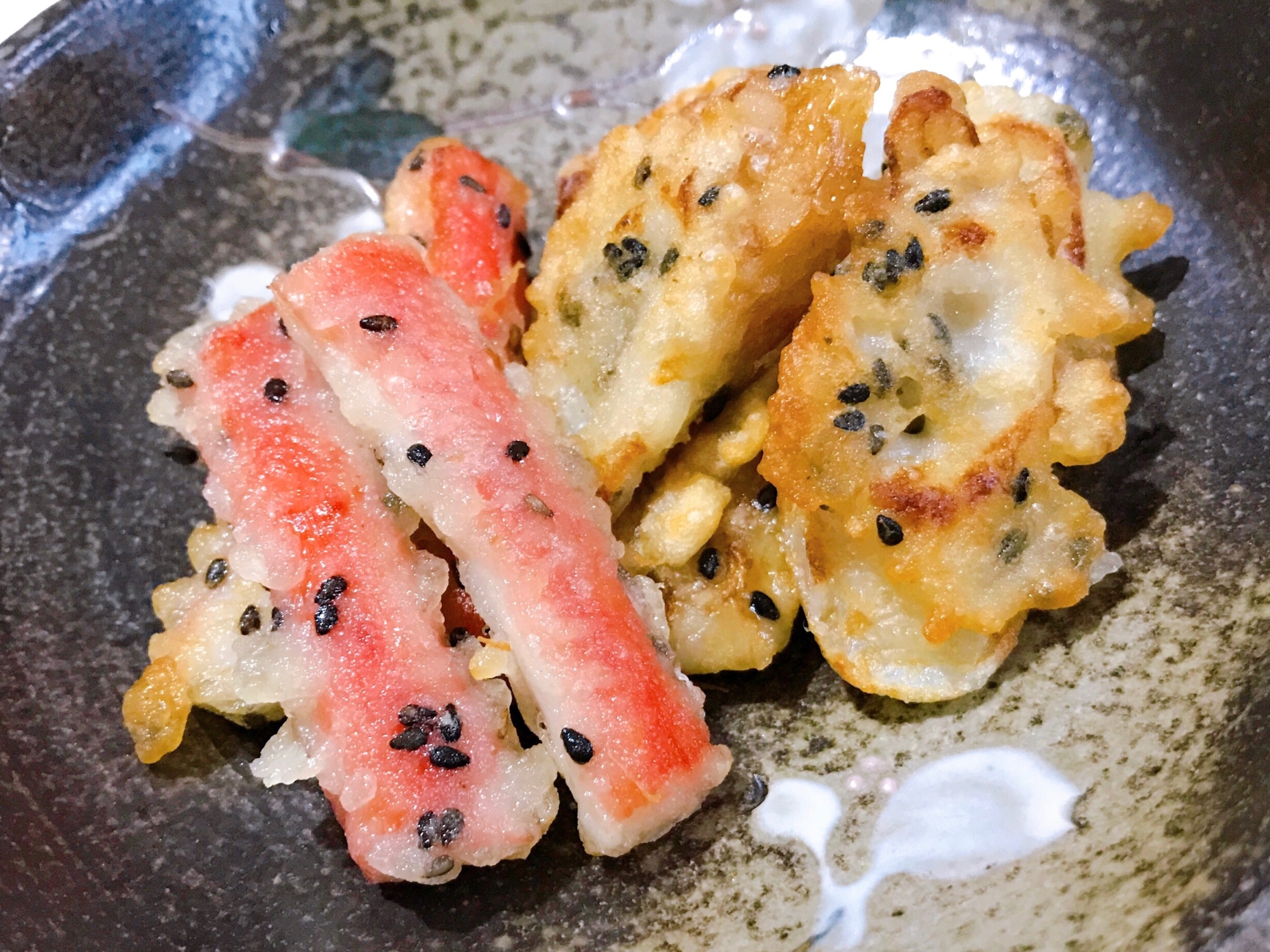 磯辺揚げの代わりに！ちくわとカニカマの胡麻揚げ