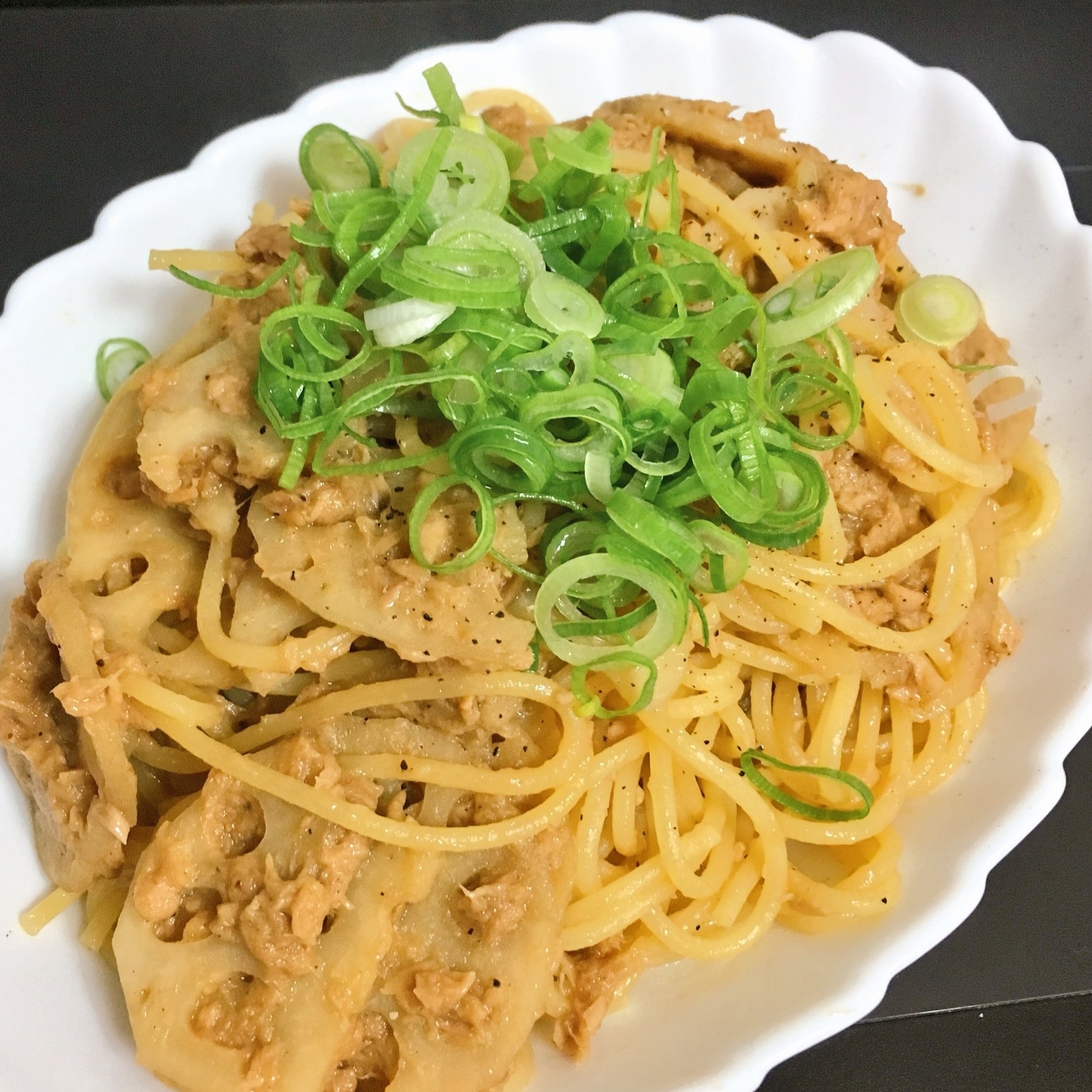 れんこんとツナの和風パスタ