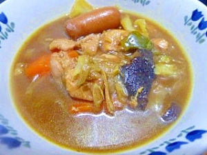 干椎茸と鶏モモの野菜たっぷりスープカレー