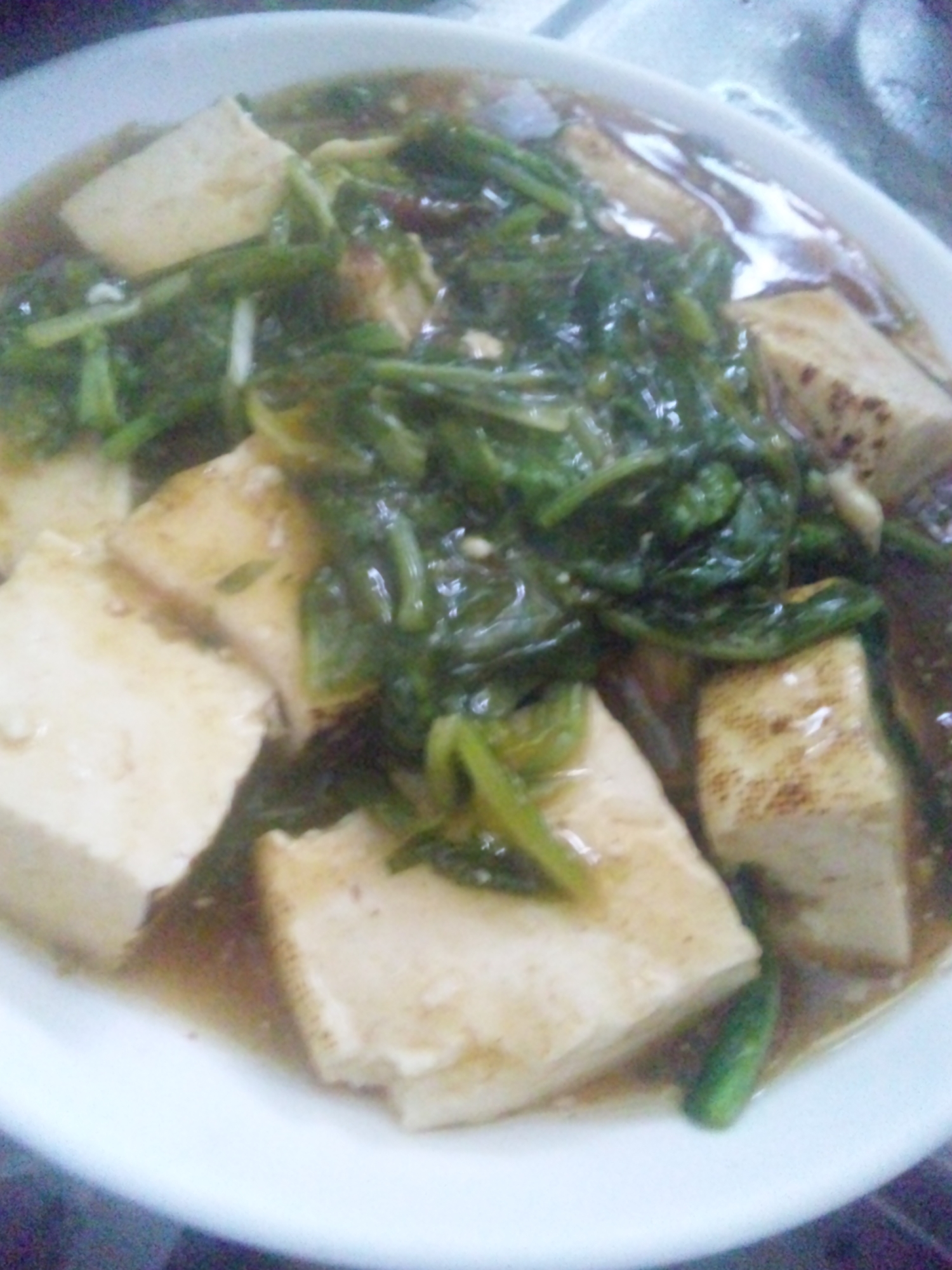 小松菜と焼き豆腐のあんかけ