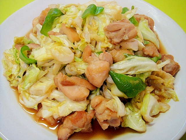 春キャベツと鶏肉ピーマンのくったり炒め