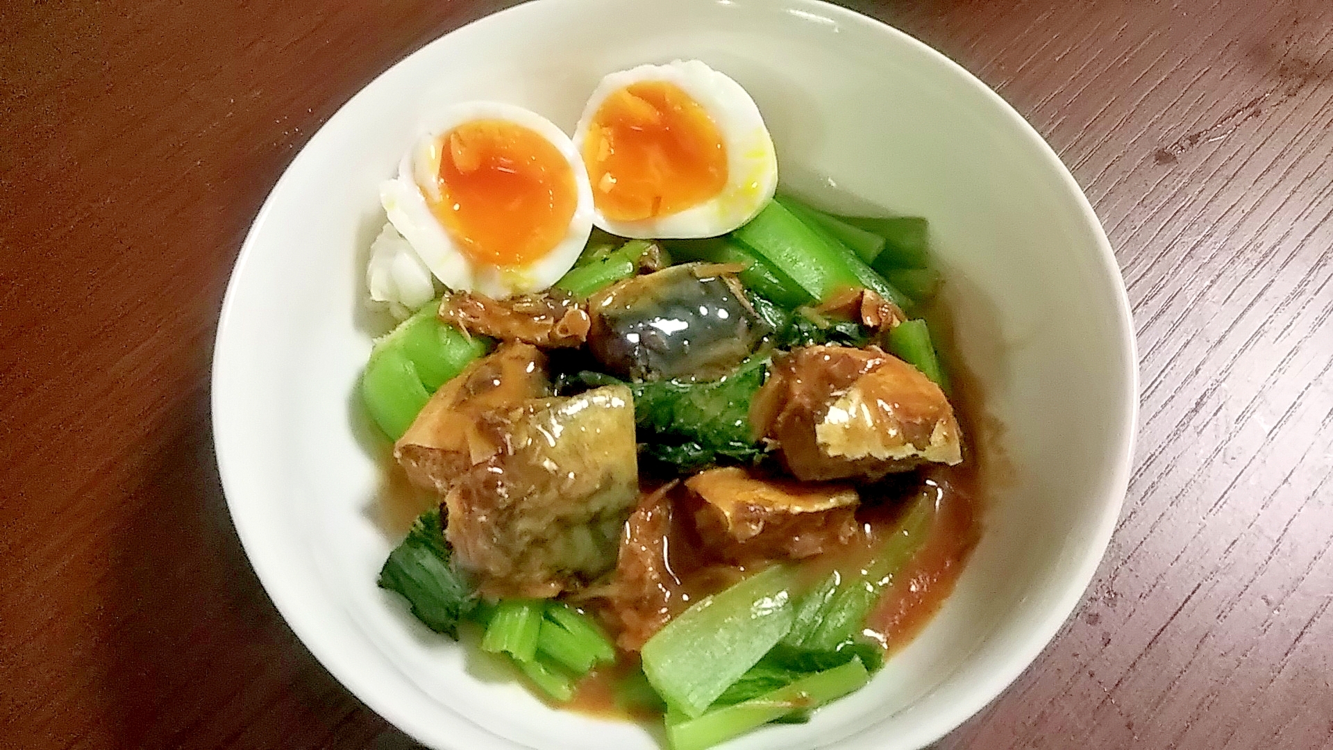 電子レンジ☆鯖缶（味噌）と小松菜のレンジ蒸し