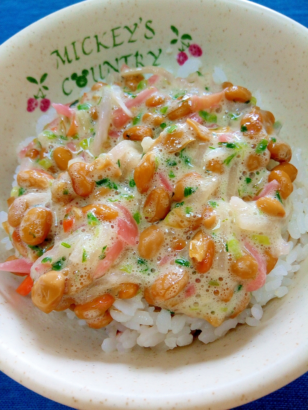 納豆の食べ方-紅生姜＆紫芋酢漬け♪