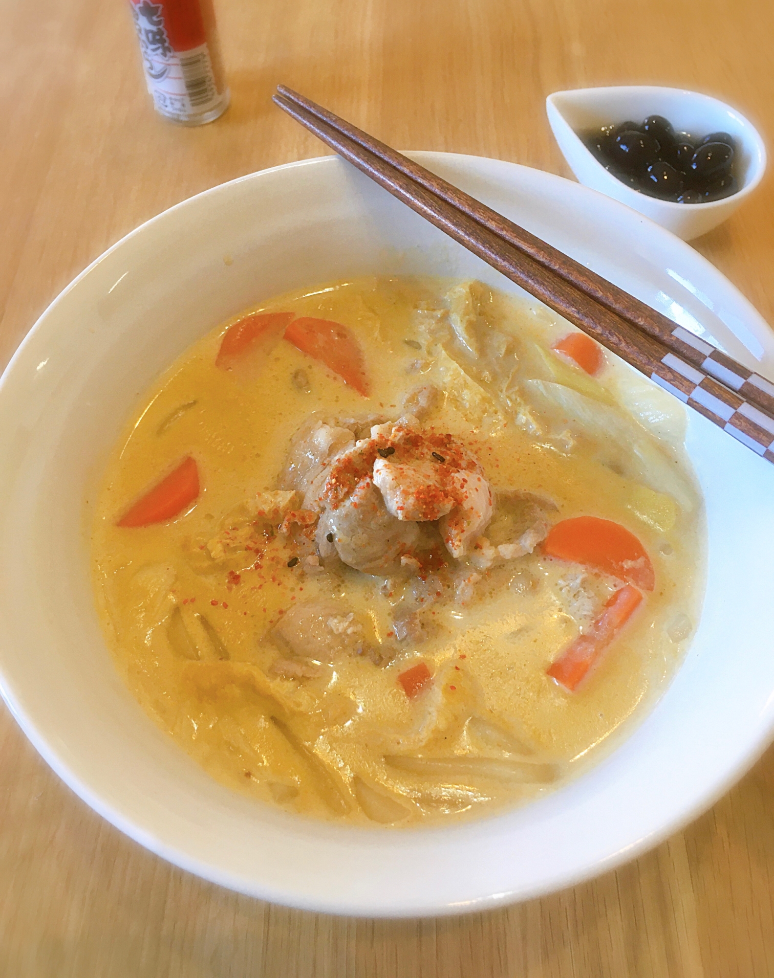 お一人様用♡簡単ミルクカレーうどん♪