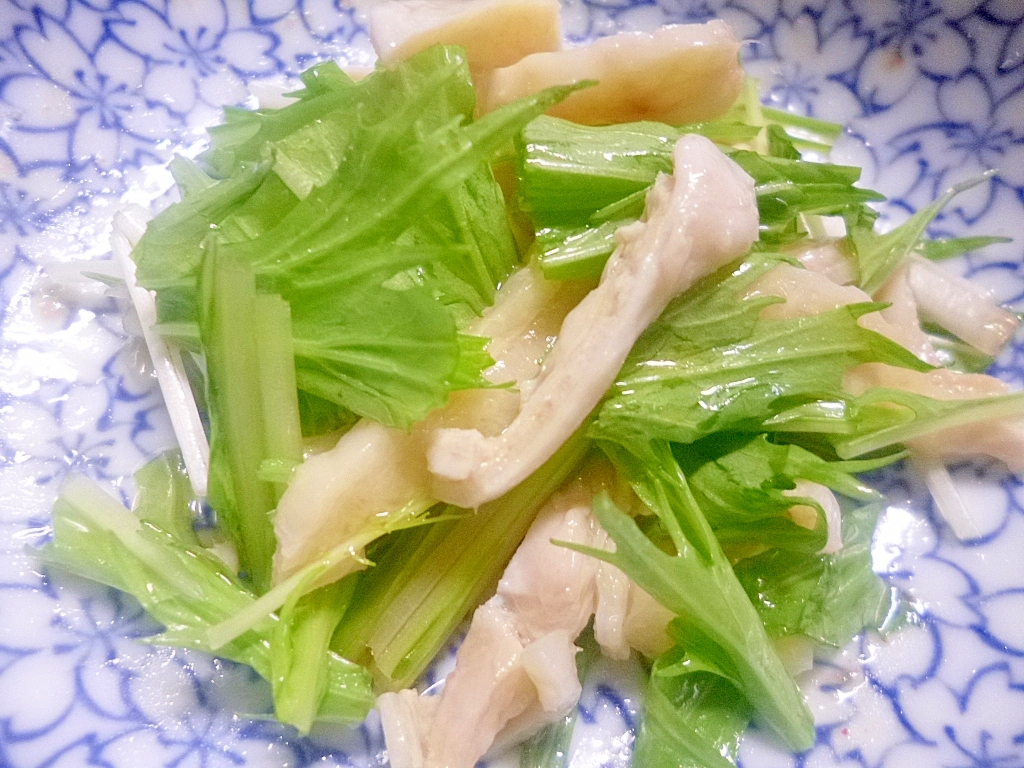 簡単！おつまみ！お通し再現！鶏皮と水菜のポン酢和え