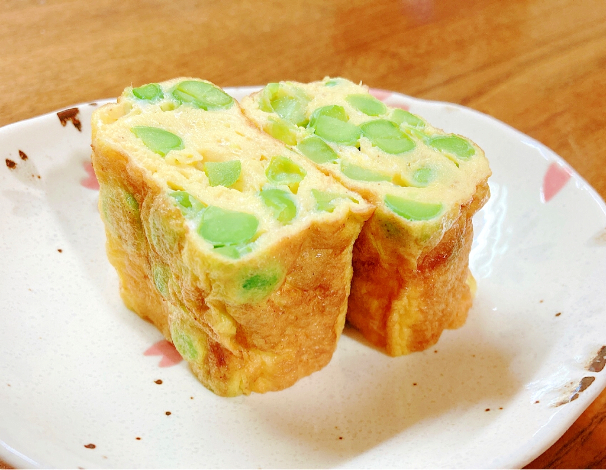 おつまみに♬卵1個☆グリーンピースたっぷりの卵焼き