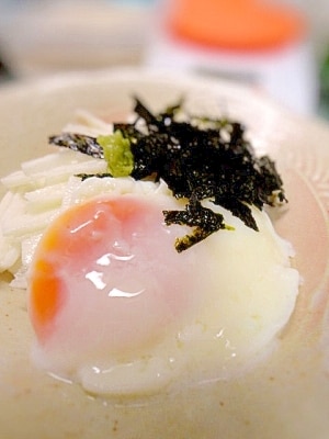 たまごのおかず☆長芋短冊・温泉卵・わさび醤油