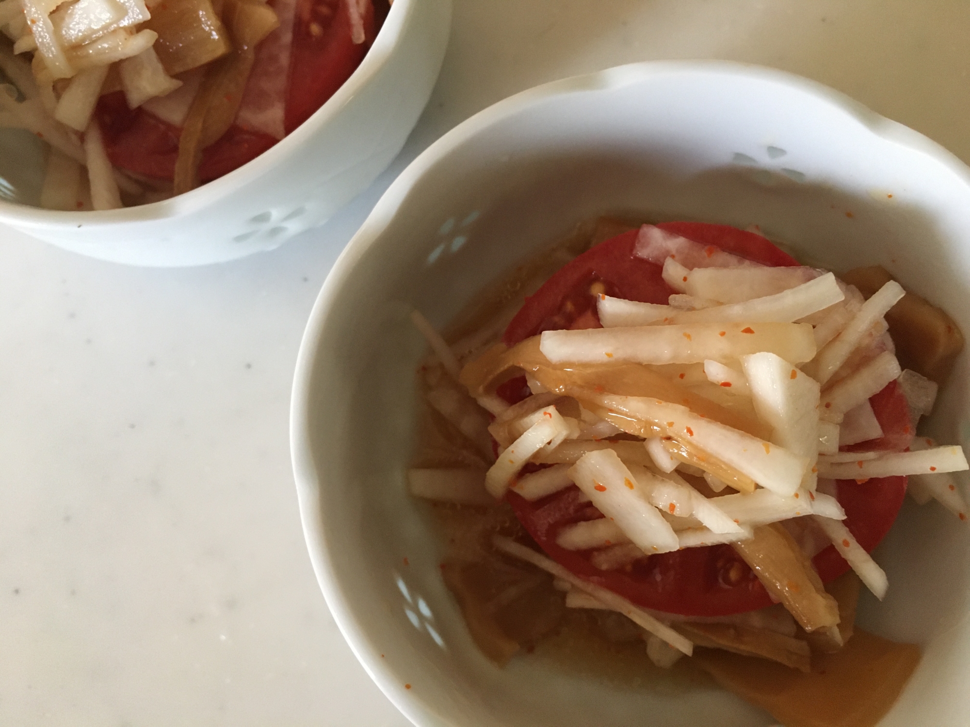 トマトの大根メンマのせ