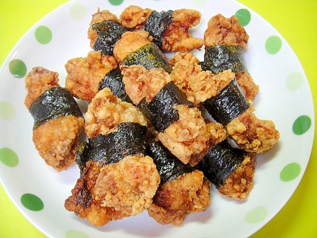 鶏もも肉の海苔巻き揚げ