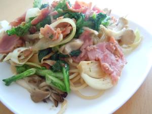 菜の花 ベーコン きのこのパスタ レシピ 作り方 By ハトよめ８１０ 楽天レシピ