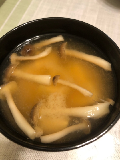 新玉ねぎ、豆腐、しめじの味噌汁