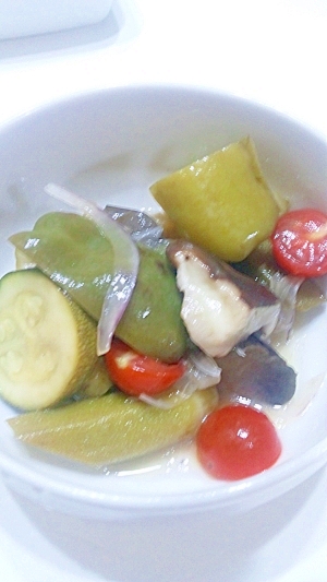 夏野菜としいたけの梅酢マリネ