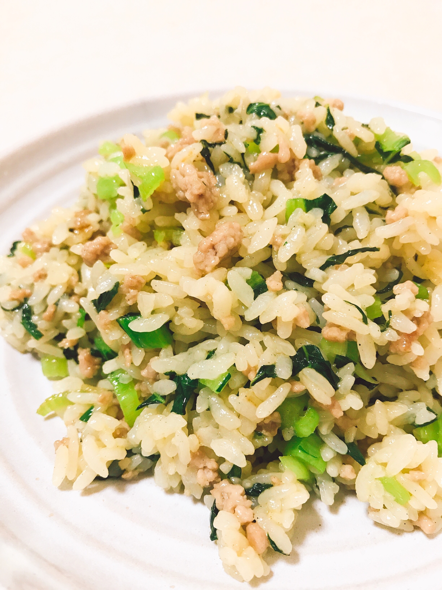 豚ひき肉と小松菜のチャーハン