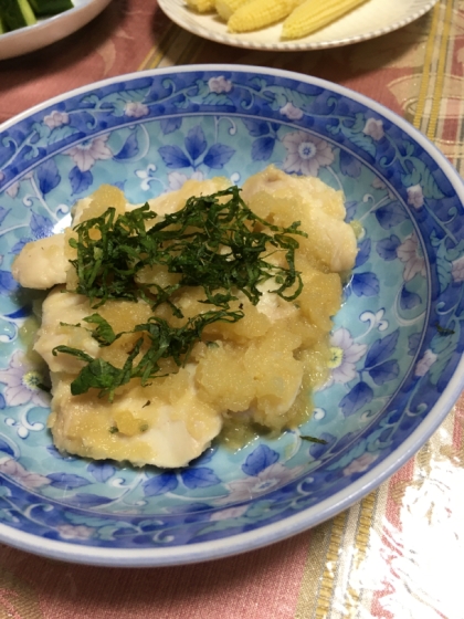 簡単！鳥むね肉のおろしポン酢かけ