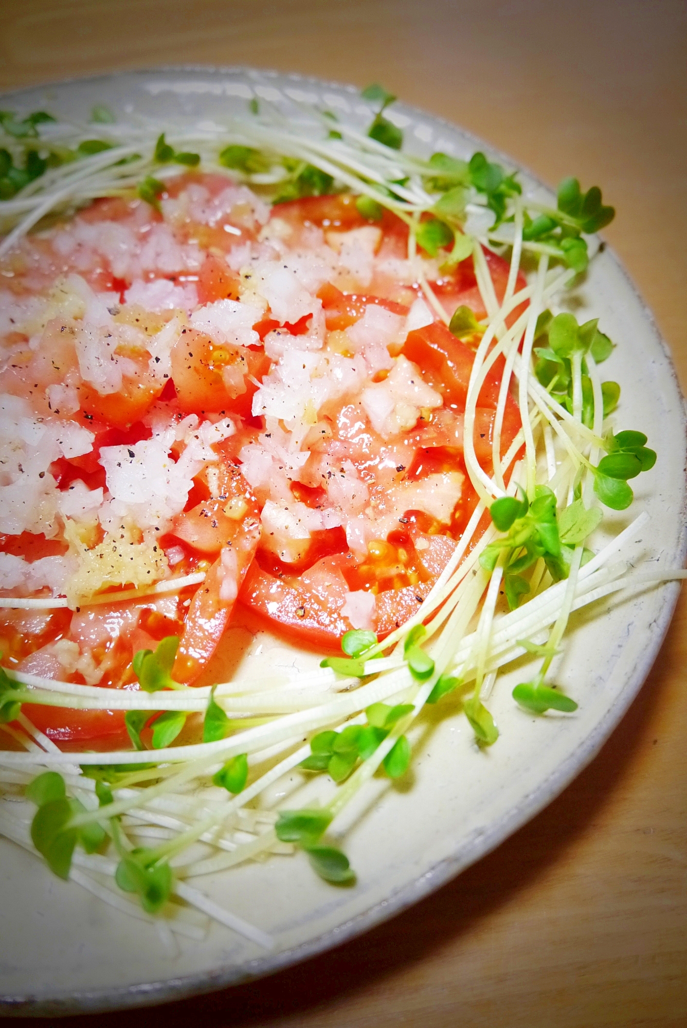【玉ねぎと生姜たっぷり！】トマトスライスサラダ