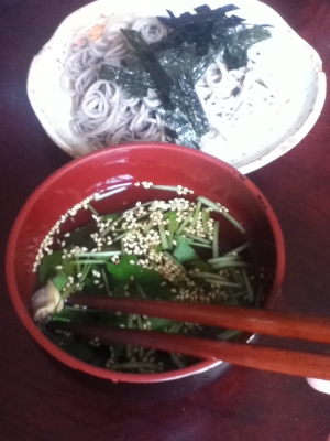アサリと三つ葉のつけ汁de日本蕎麦
