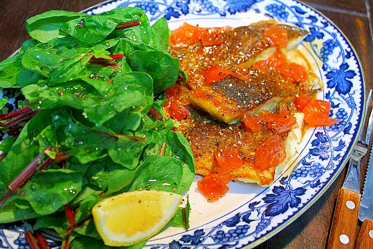 鱸のバルサミコ醤油バター