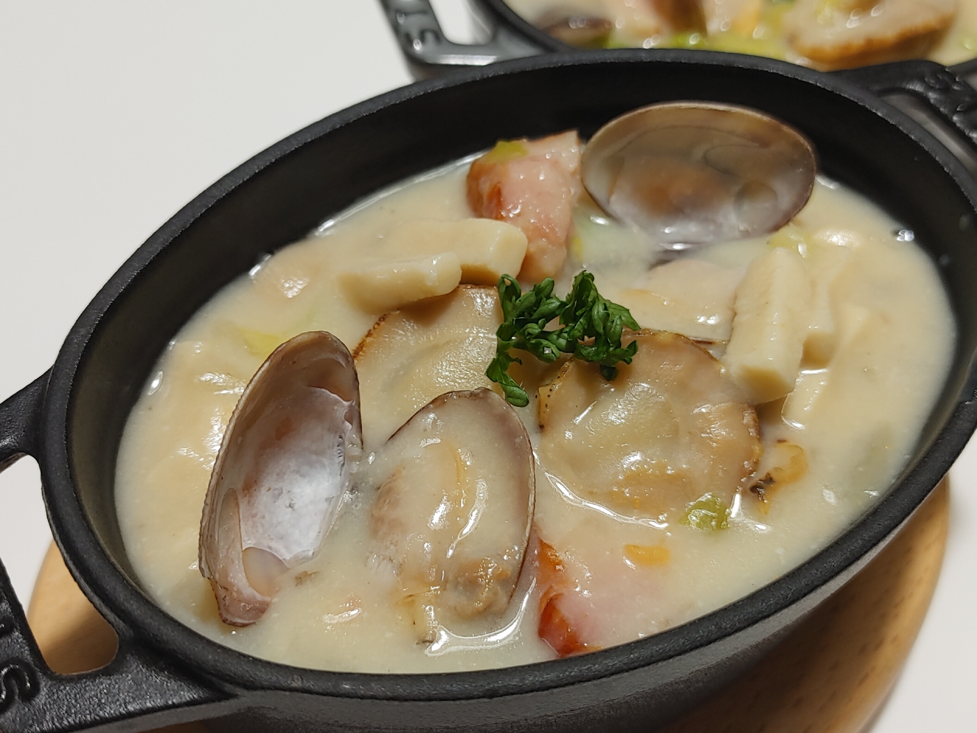 ストウブDe〜あさりと帆立高野豆腐のクリームスープ