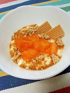 【キレイ応援朝食】夕張メロンのきなこヨーグルト♪