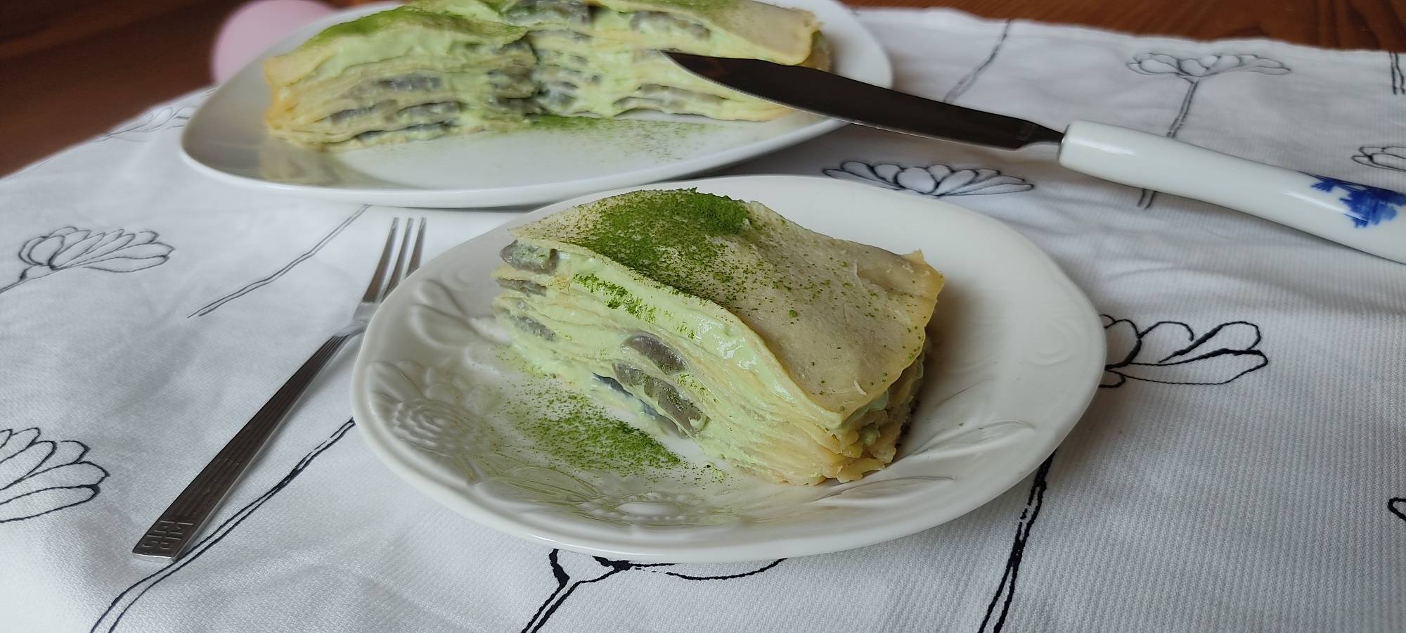 もちもち生地☆じゃがいもと茄子の抹茶ミルクレープ