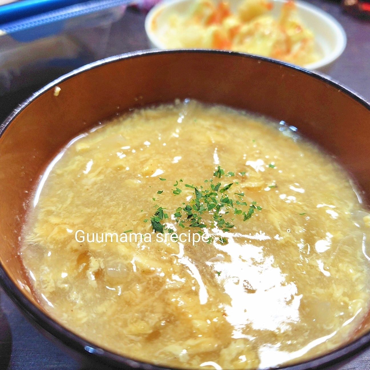 簡単♡マヨネーズ効果♡ふんわり卵のコンソメスープ