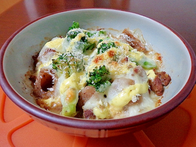 蓮根牛肉煮物で♪マヨチーズ焼き