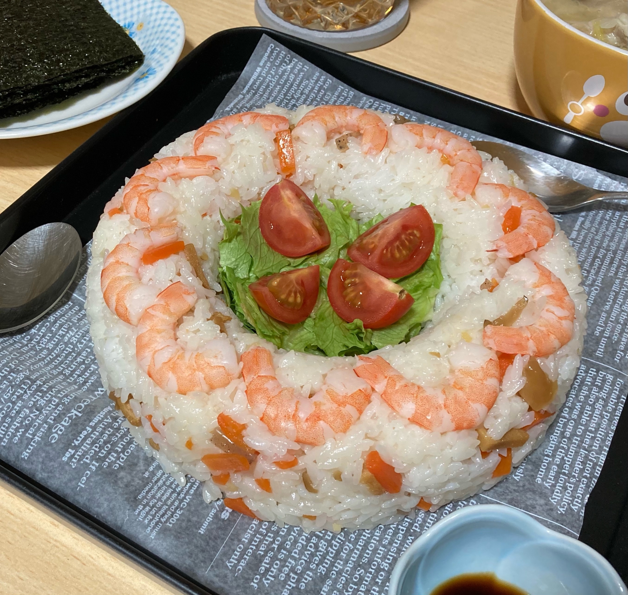 簡単海老とちらし寿司のリースケーキ