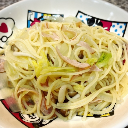 レモン風味☆白菜としめじとハムの和風パスタ