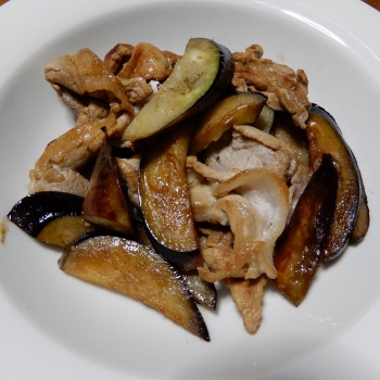 なすと豚バラ肉のポン酢炒め