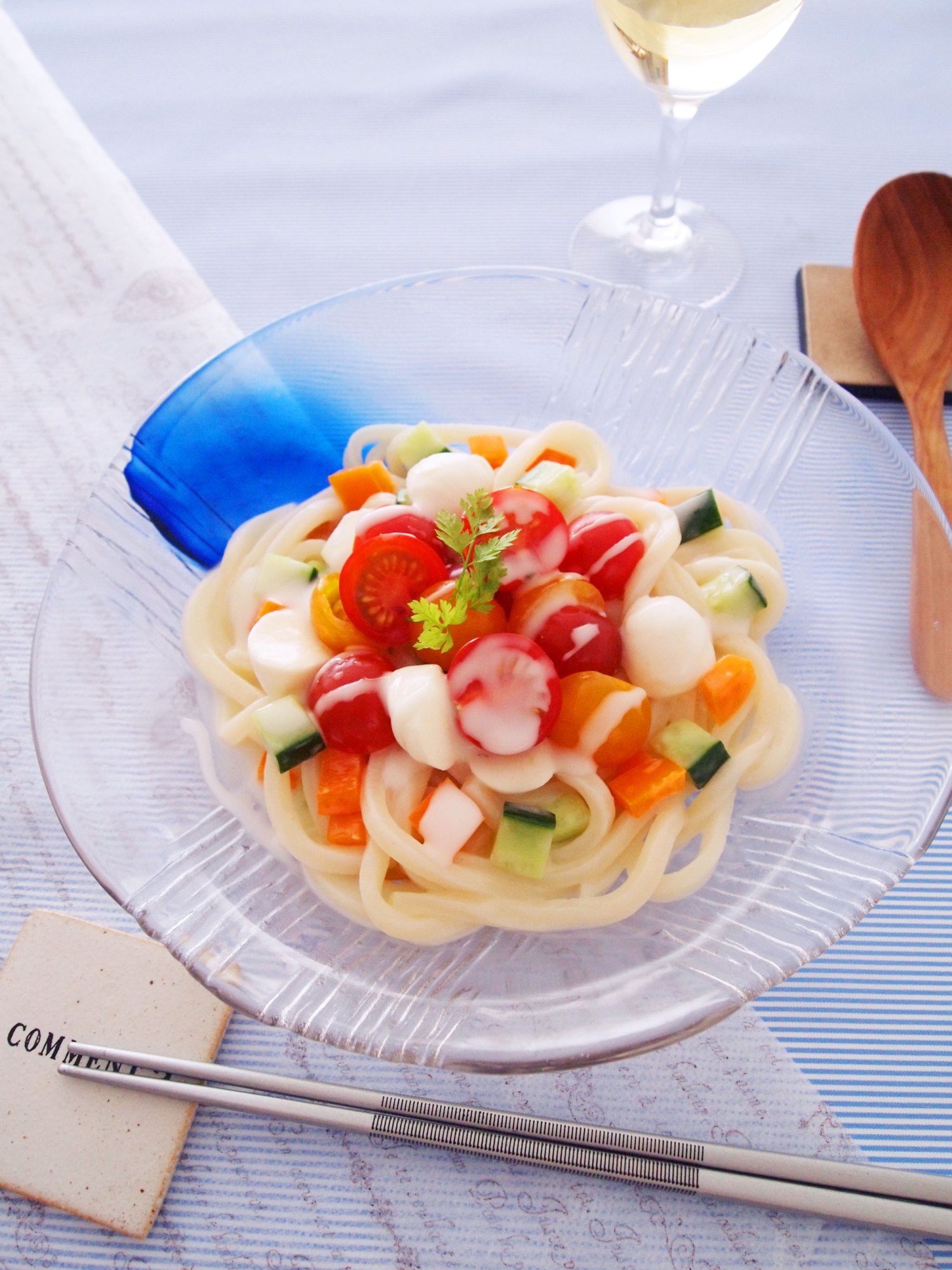 夏野菜のわさびフレンチサラダうどん