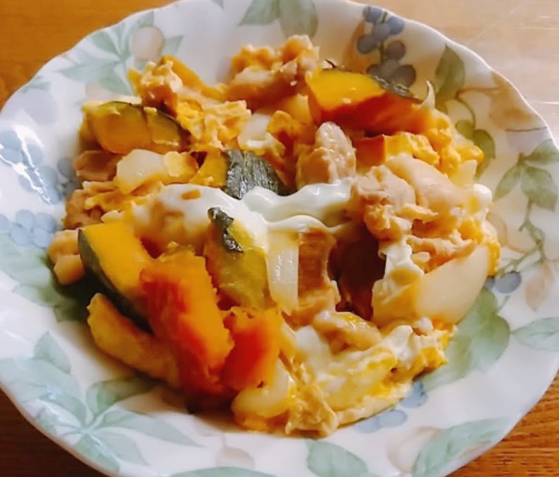 かぼちゃと鶏肉の卵とじ煮