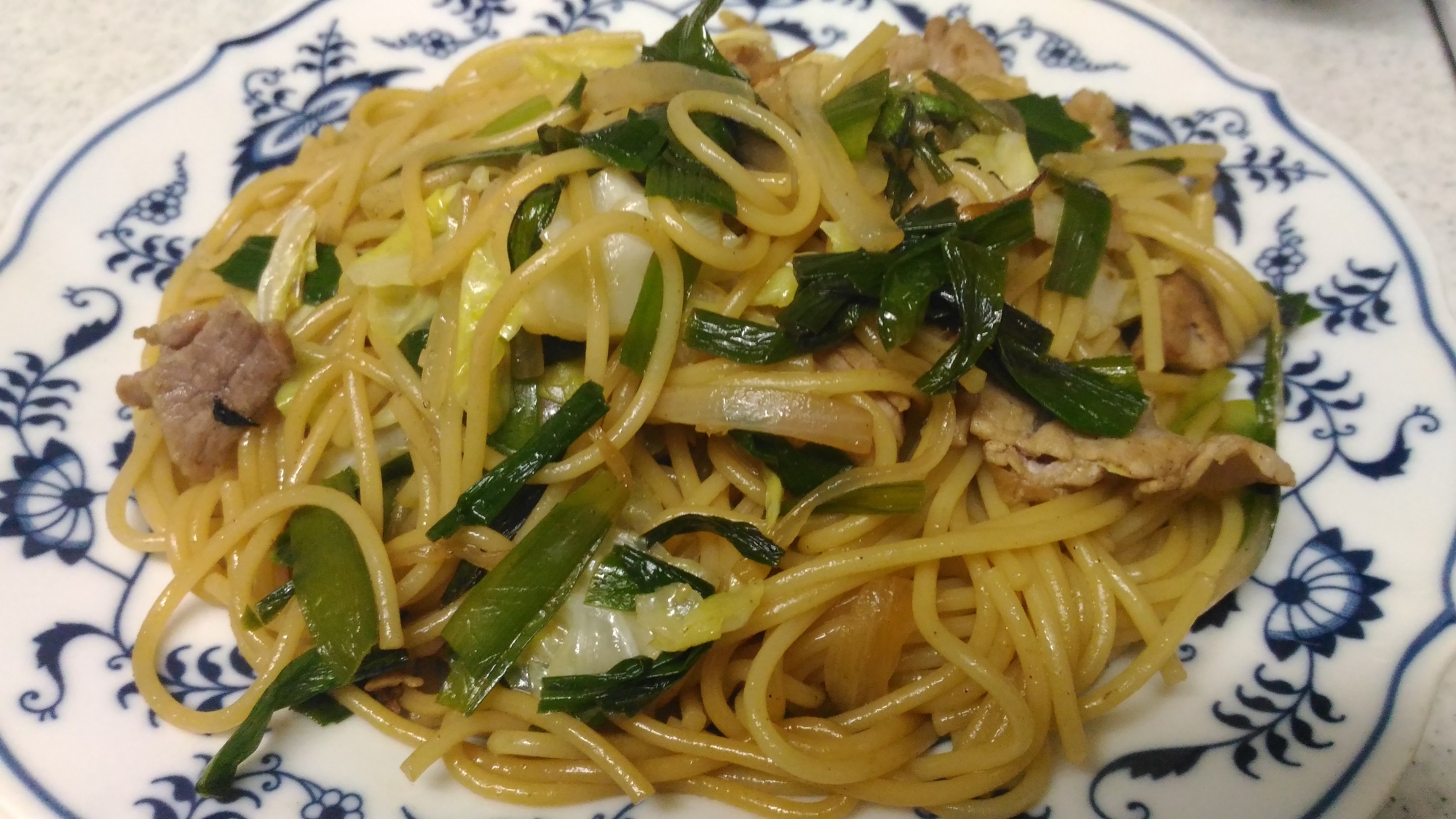 肉野菜炒めパスタ