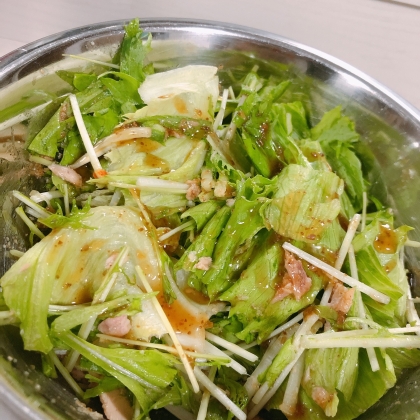 水菜とレタスとツナのサラダ
