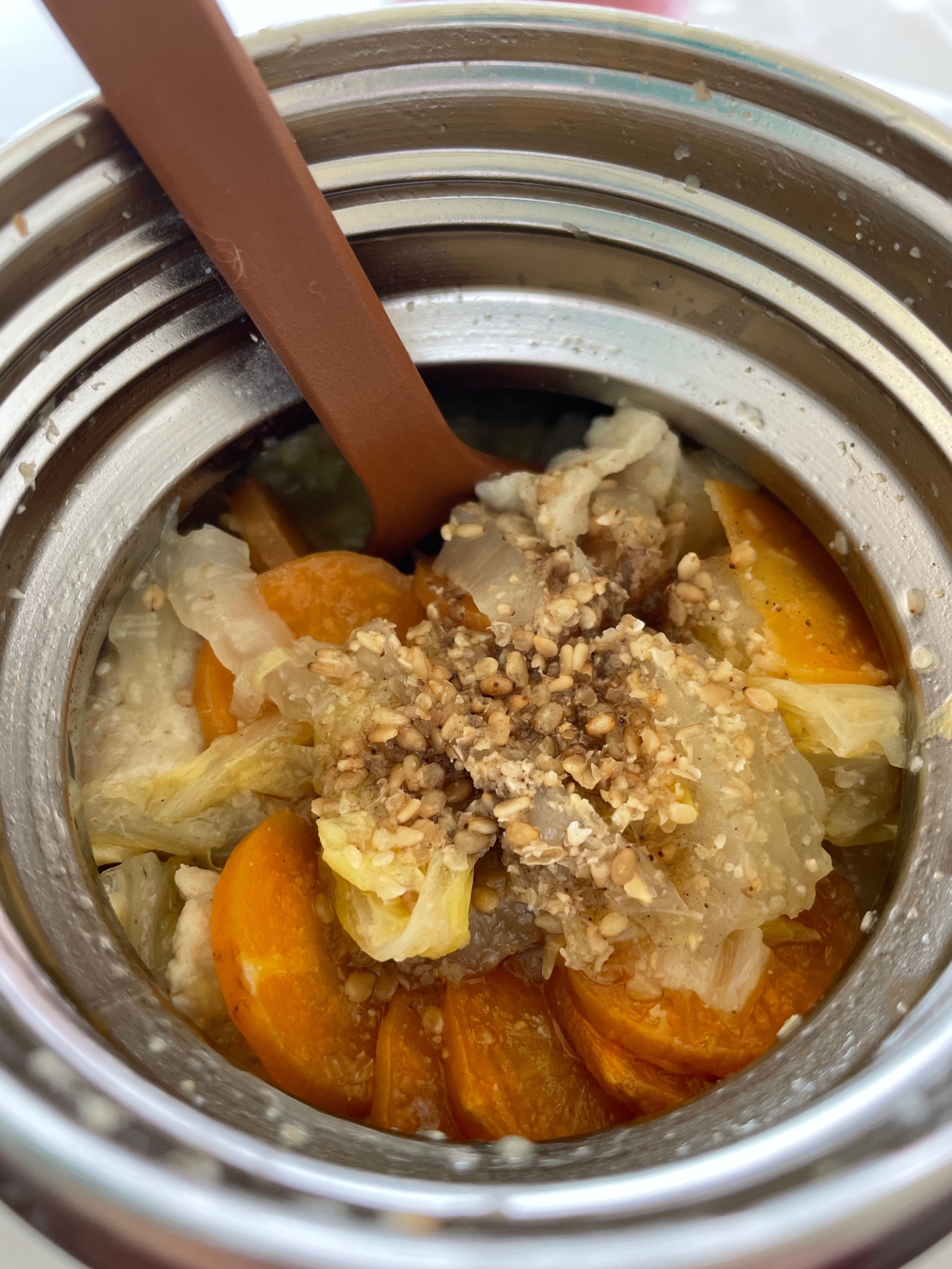 スープジャーでオートミールランチ(9)生姜鍋のつゆ