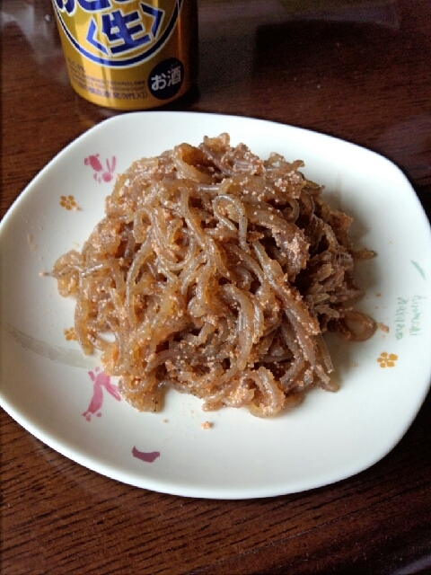 簡単おつまみ！糸こんにゃくと明太子の炒め！