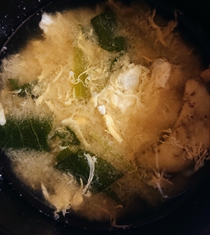 小松菜と卵の簡単味噌汁
