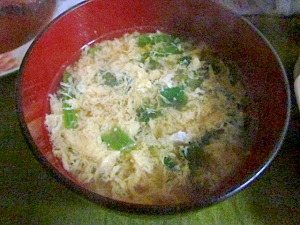 コンソメ風味のホウレンソウと卵のスープ