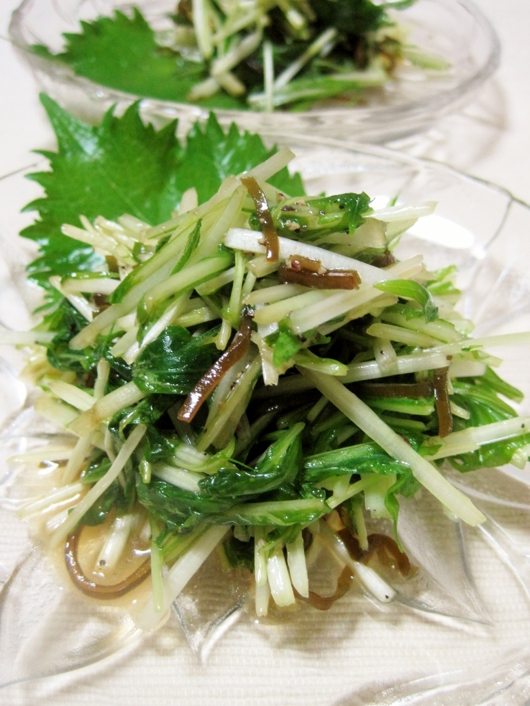 ヘルシー☆水菜と塩昆布のサラダマリネ