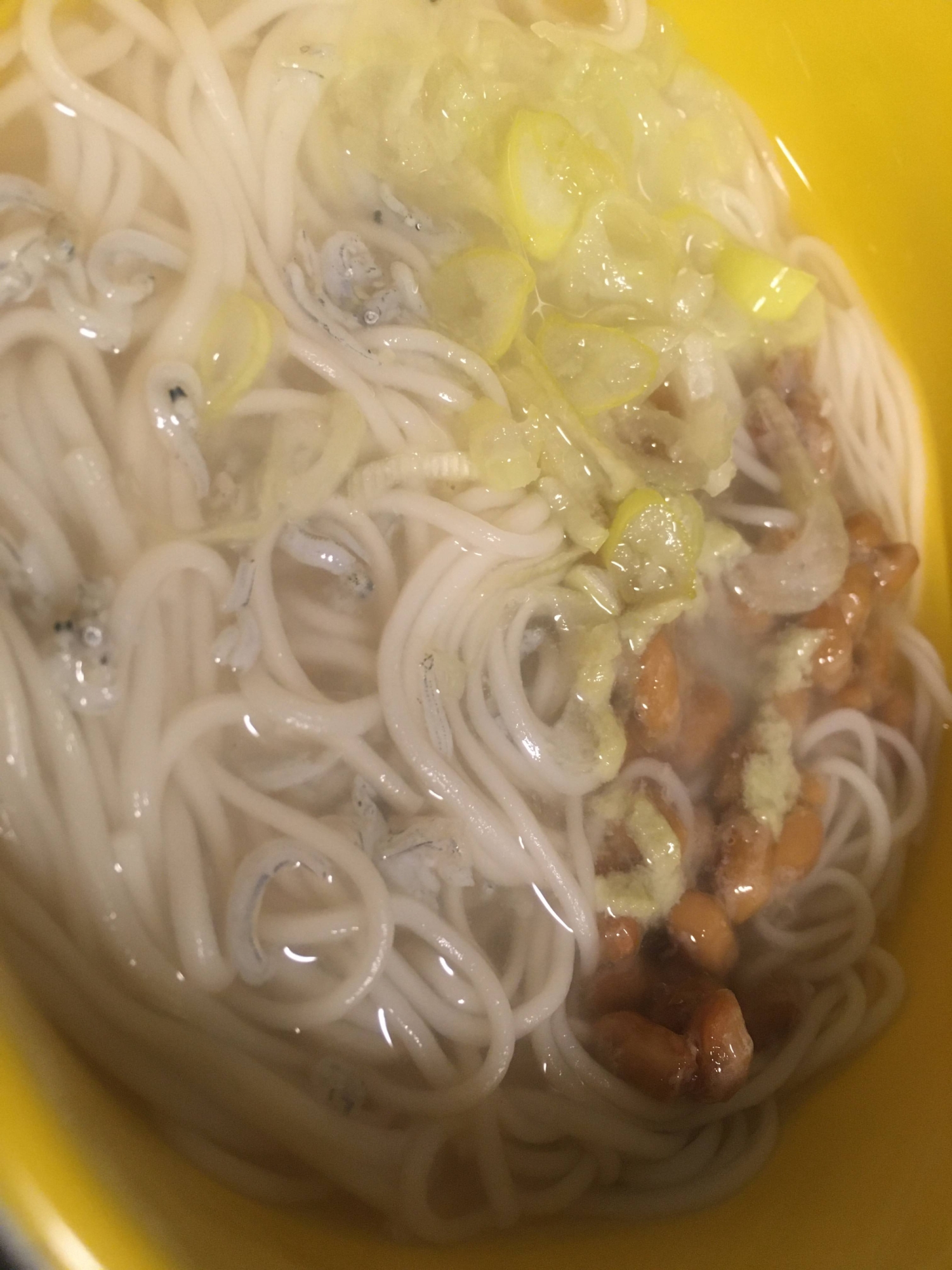 しらす、納豆のにゅうめん